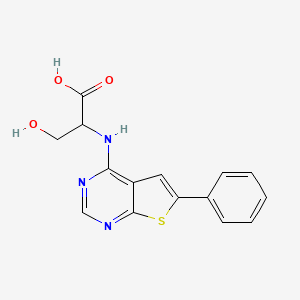 molecular formula C15H13N3O3S B7842334 3-Hydroxy-2-[(6-phenylthieno[2,3-d]pyrimidin-4-yl)amino]propanoic acid 