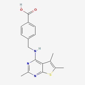 molecular formula C17H17N3O2S B7842357 4-[({Trimethylthieno[2,3-d]pyrimidin-4-yl}amino)methyl]benzoic acid 