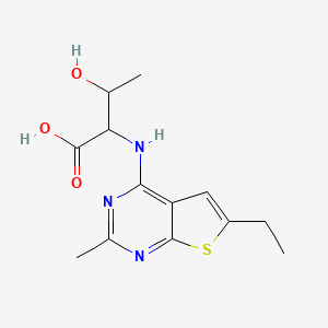 molecular formula C13H17N3O3S B7842361 2-({6-Ethyl-2-methylthieno[2,3-d]pyrimidin-4-yl}amino)-3-hydroxybutanoic acid 