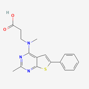 molecular formula C17H17N3O2S B7842373 3-[Methyl({2-methyl-6-phenylthieno[2,3-d]pyrimidin-4-yl})amino]propanoicacid CAS No. 1082155-18-7