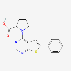 molecular formula C17H15N3O2S B7842380 1-{6-Phenylthieno[2,3-d]pyrimidin-4-yl}pyrrolidine-2-carboxylic acid 