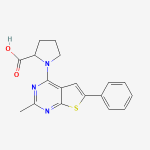 molecular formula C18H17N3O2S B7842386 1-(2-Methyl-6-phenylthieno[2,3-d]pyrimidin-4-yl)pyrrolidine-2-carboxylic acid 