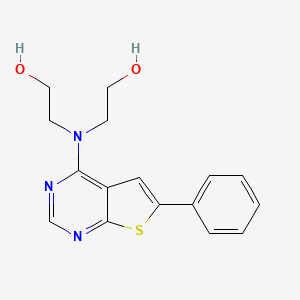 molecular formula C16H17N3O2S B7842390 2-[2-Hydroxyethyl-(6-phenylthieno[2,3-d]pyrimidin-4-yl)amino]ethanol 