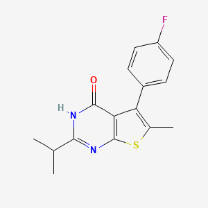 molecular formula C16H15FN2OS B7842422 5-(4-fluorophenyl)-6-methyl-2-propan-2-yl-3H-thieno[2,3-d]pyrimidin-4-one 