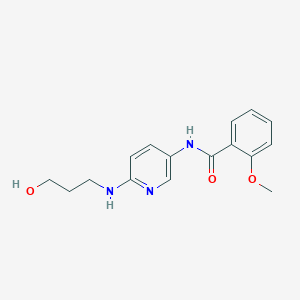 molecular formula C16H19N3O3 B7842443 N-{6-[(3-hydroxypropyl)amino]pyridin-3-yl}-2-methoxybenzamide 