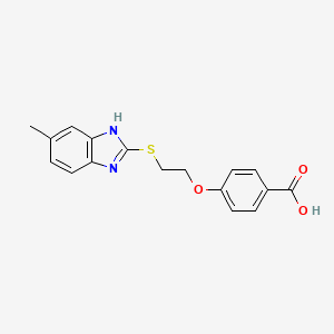 molecular formula C17H16N2O3S B7842453 4-[2-[(6-methyl-1H-benzimidazol-2-yl)sulfanyl]ethoxy]benzoic acid 