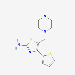 molecular formula C13H18N4S2 B7842507 5-[(4-Methylpiperazin-1-yl)methyl]-4-thiophen-2-yl-1,3-thiazol-2-amine 