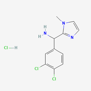 molecular formula C11H12Cl3N3 B7842612 (3,4-dichlorophenyl)(1-methyl-1H-imidazol-2-yl)methanamine hydrochloride 