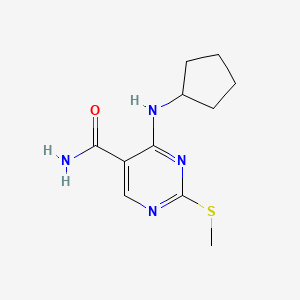molecular formula C11H16N4OS B7842615 4-(Cyclopentylamino)-2-(methylsulfanyl)pyrimidine-5-carboxamide 