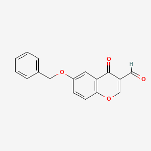 molecular formula C17H12O4 B7842631 4-Oxo-6-phenylmethoxychromene-3-carbaldehyde 