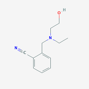 molecular formula C12H16N2O B7842694 2-{[Ethyl-(2-hydroxy-ethyl)-amino]-methyl}-benzonitrile 