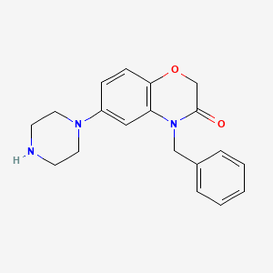 molecular formula C19H21N3O2 B7842718 4-benzyl-6-(piperazin-1-yl)-3,4-dihydro-2H-1,4-benzoxazin-3-one 