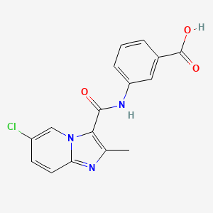 molecular formula C16H12ClN3O3 B7842721 3-[(6-Chloro-2-methylimidazo[1,2-a]pyridine-3-carbonyl)amino]benzoic acid 
