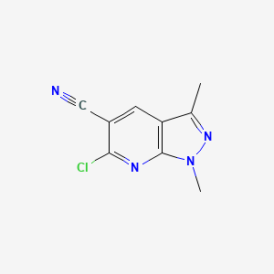 molecular formula C9H7ClN4 B7842760 6-Chloro-1,3-dimethyl-1H-pyrazolo[3,4-b]pyridine-5-carbonitrile 