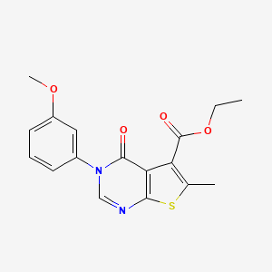 molecular formula C17H16N2O4S B7842856 Ethyl 3-(3-methoxyphenyl)-6-methyl-4-oxo-3,4-dihydrothieno[2,3-d]pyrimidine-5-carboxylate 