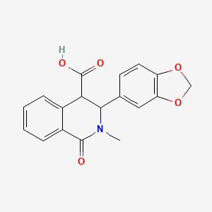 molecular formula C18H15NO5 B7842858 3-(1,3-Benzodioxol-5-yl)-2-methyl-1-oxo-3,4-dihydroisoquinoline-4-carboxylic acid 