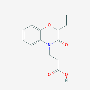 molecular formula C13H15NO4 B7842918 3-(2-ethyl-3-oxo-3,4-dihydro-2H-1,4-benzoxazin-4-yl)propanoic acid 