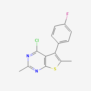 molecular formula C14H10ClFN2S B7842940 4-Chloro-5-(4-fluorophenyl)-2,6-dimethylthieno[2,3-d]pyrimidine 