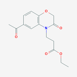 molecular formula C15H17NO5 B7842969 Ethyl 3-(6-acetyl-3-oxo-1,4-benzoxazin-4-yl)propanoate 