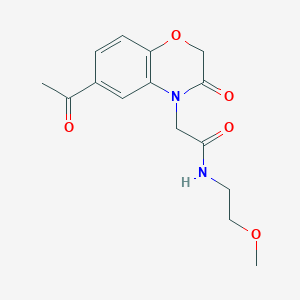 molecular formula C15H18N2O5 B7842977 2-(6-acetyl-3-oxo-3,4-dihydro-2H-1,4-benzoxazin-4-yl)-N-(2-methoxyethyl)acetamide 