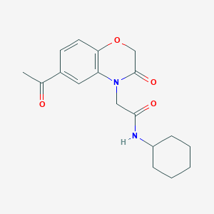 molecular formula C18H22N2O4 B7842980 2-(6-acetyl-3-oxo-3,4-dihydro-2H-1,4-benzoxazin-4-yl)-N-cyclohexylacetamide 