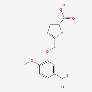 molecular formula C14H12O6 B7842983 5-((5-Formyl-2-methoxyphenoxy)methyl)furan-2-carboxylic acid 