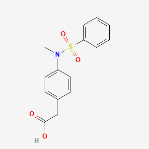molecular formula C15H15NO4S B7843077 2-[4-(N-methylbenzenesulfonamido)phenyl]acetic acid 