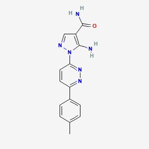 molecular formula C15H14N6O B7843176 5-amino-1-[6-(4-methylphenyl)pyridazin-3-yl]-1H-pyrazole-4-carboxamide 