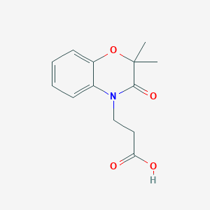 molecular formula C13H15NO4 B7843187 3-(2,2-dimethyl-3-oxo-3,4-dihydro-2H-1,4-benzoxazin-4-yl)propanoicacid 