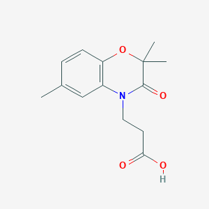 molecular formula C14H17NO4 B7843188 3-(2,2,6-trimethyl-3-oxo-3,4-dihydro-2H-1,4-benzoxazin-4-yl)propanoic acid 