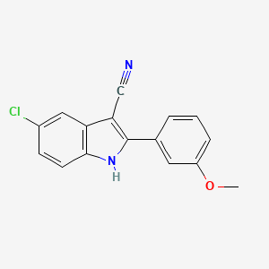 molecular formula C16H11ClN2O B7843247 5-chloro-2-(3-methoxyphenyl)-1H-indole-3-carbonitrile 