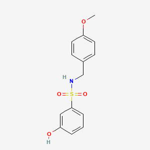 molecular formula C14H15NO4S B7843616 3-hydroxy-N-[(4-methoxyphenyl)methyl]benzene-1-sulfonamide 