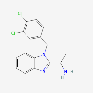 molecular formula C17H17Cl2N3 B7843630 1-[1-[(3,4-Dichlorophenyl)methyl]benzimidazol-2-yl]propan-1-amine 