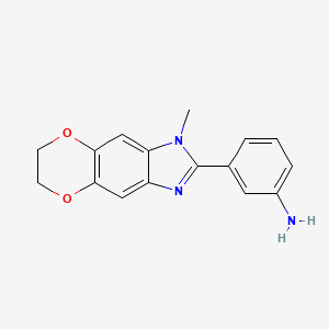 molecular formula C16H15N3O2 B7843646 3-(3-Methyl-6,7-dihydro-[1,4]dioxino[2,3-f]benzimidazol-2-yl)aniline 