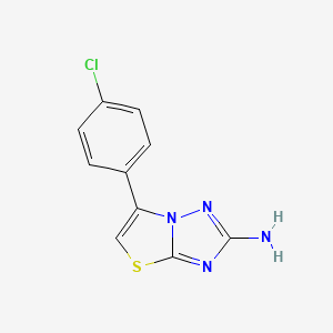 molecular formula C10H7ClN4S B7843730 6-(4-Chlorophenyl)-[1,2,4]triazolo[3,2-b][1,3]thiazol-2-amine 