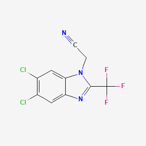 molecular formula C10H4Cl2F3N3 B7843811 2-[5,6-Dichloro-2-(trifluoromethyl)benzimidazol-1-yl]acetonitrile 
