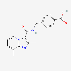 molecular formula C18H17N3O3 B7843819 4-[({2,8-Dimethylimidazo[1,2-a]pyridin-3-yl}formamido)methyl]benzoic acid 