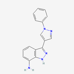 molecular formula C16H13N5 B7844020 3-(1-phenylpyrazol-4-yl)-1H-indazol-7-amine 