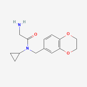 molecular formula C14H18N2O3 B7844365 2-Amino-N-cyclopropyl-N-(2,3-dihydro-benzo[1,4]dioxin-6-ylmethyl)-acetamide 