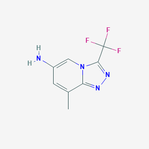 molecular formula C8H7F3N4 B7844573 8-Methyl-3-(trifluoromethyl)-[1,2,4]triazolo[4,3-a]pyridin-6-amine 