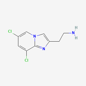 molecular formula C9H9Cl2N3 B7844608 2-{6,8-Dichloroimidazo[1,2-a]pyridin-2-yl}ethan-1-amine 
