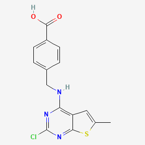 molecular formula C15H12ClN3O2S B7844619 4-[({2-Chloro-6-methylthieno[2,3-d]pyrimidin-4-yl}amino)methyl]benzoicacid 