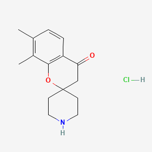 molecular formula C15H20ClNO2 B7844661 7,8-Dimethyl-3,4-dihydrospiro[1-benzopyran-2,4-piperidine]-4-one hydrochloride 