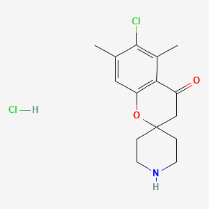molecular formula C15H19Cl2NO2 B7844662 6-Chloro-5,7-dimethyl-3,4-dihydrospiro[1-benzopyran-2,4-piperidine]-4-one hydrochloride 