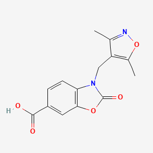 molecular formula C14H12N2O5 B7845369 3-[(3,5-Dimethyl-1,2-oxazol-4-yl)methyl]-2-oxo-1,3-benzoxazole-6-carboxylic acid 