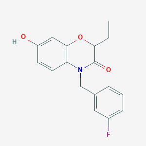 molecular formula C17H16FNO3 B7845382 2-Ethyl-4-[(3-fluorophenyl)methyl]-7-hydroxy-1,4-benzoxazin-3-one 