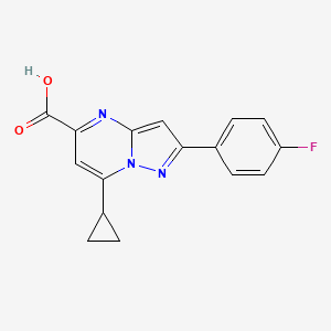 molecular formula C16H12FN3O2 B7845795 7-Cyclopropyl-2-(4-fluorophenyl)pyrazolo[1,5-a]pyrimidine-5-carboxylic acid 