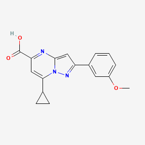 molecular formula C17H15N3O3 B7845812 7-Cyclopropyl-2-(3-methoxyphenyl)pyrazolo[1,5-a]pyrimidine-5-carboxylic acid 