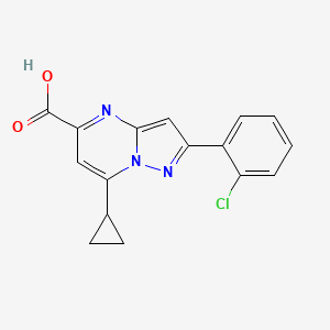 molecular formula C16H12ClN3O2 B7845820 2-(2-Chlorophenyl)-7-cyclopropylpyrazolo[1,5-a]pyrimidine-5-carboxylic acid 