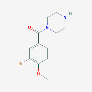 molecular formula C12H15BrN2O2 B7846125 (3-Bromo-4-methoxyphenyl)(piperazin-1-yl)methanone 